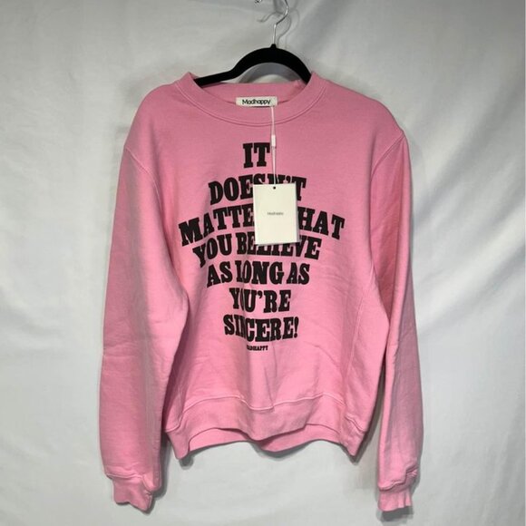 mad happy Tops - MAD HAPPY pink crewneck sweatshirt. Size small. Oversized fit. 100% cotton. New